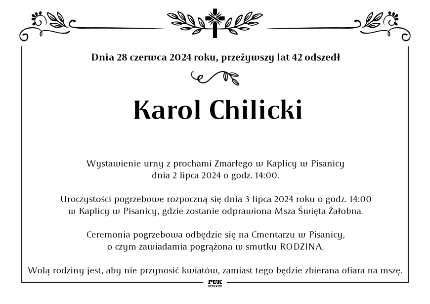 Karol Chilicki - nekrolog